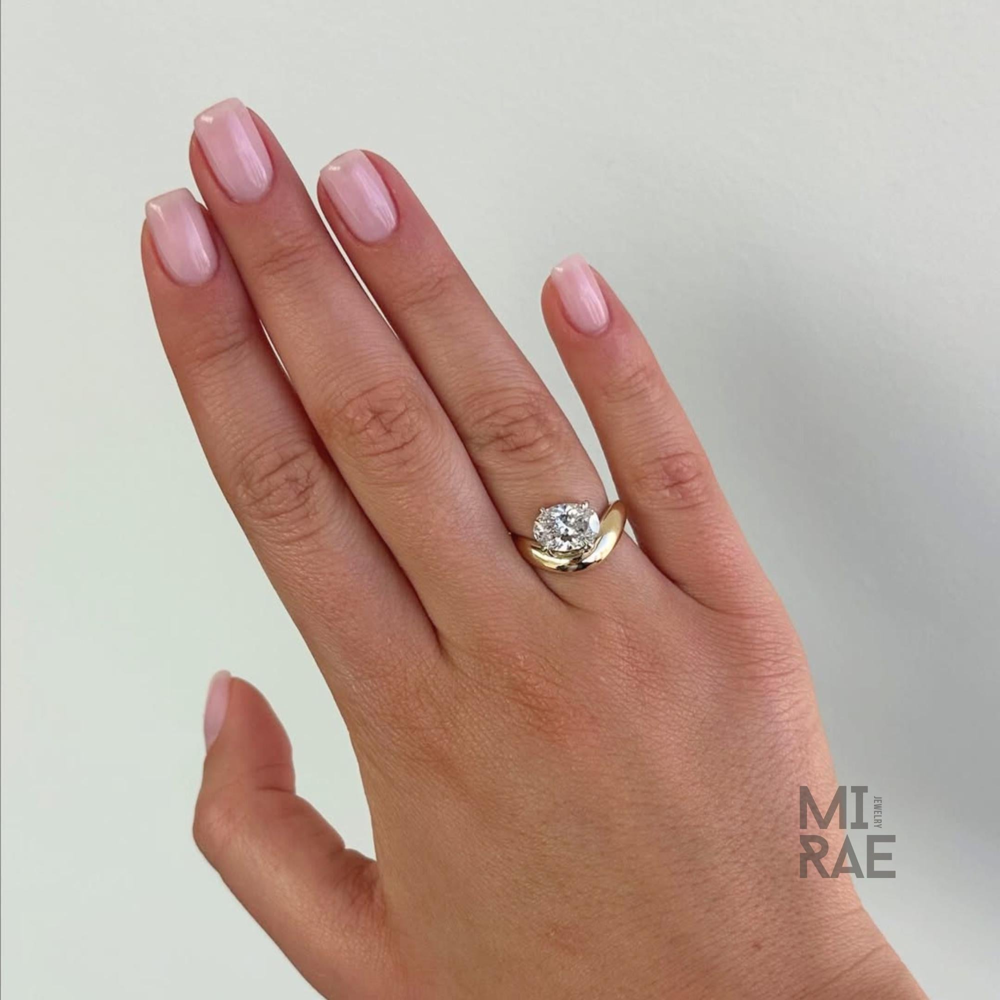 East West Oval Moissanite Engagement Ring