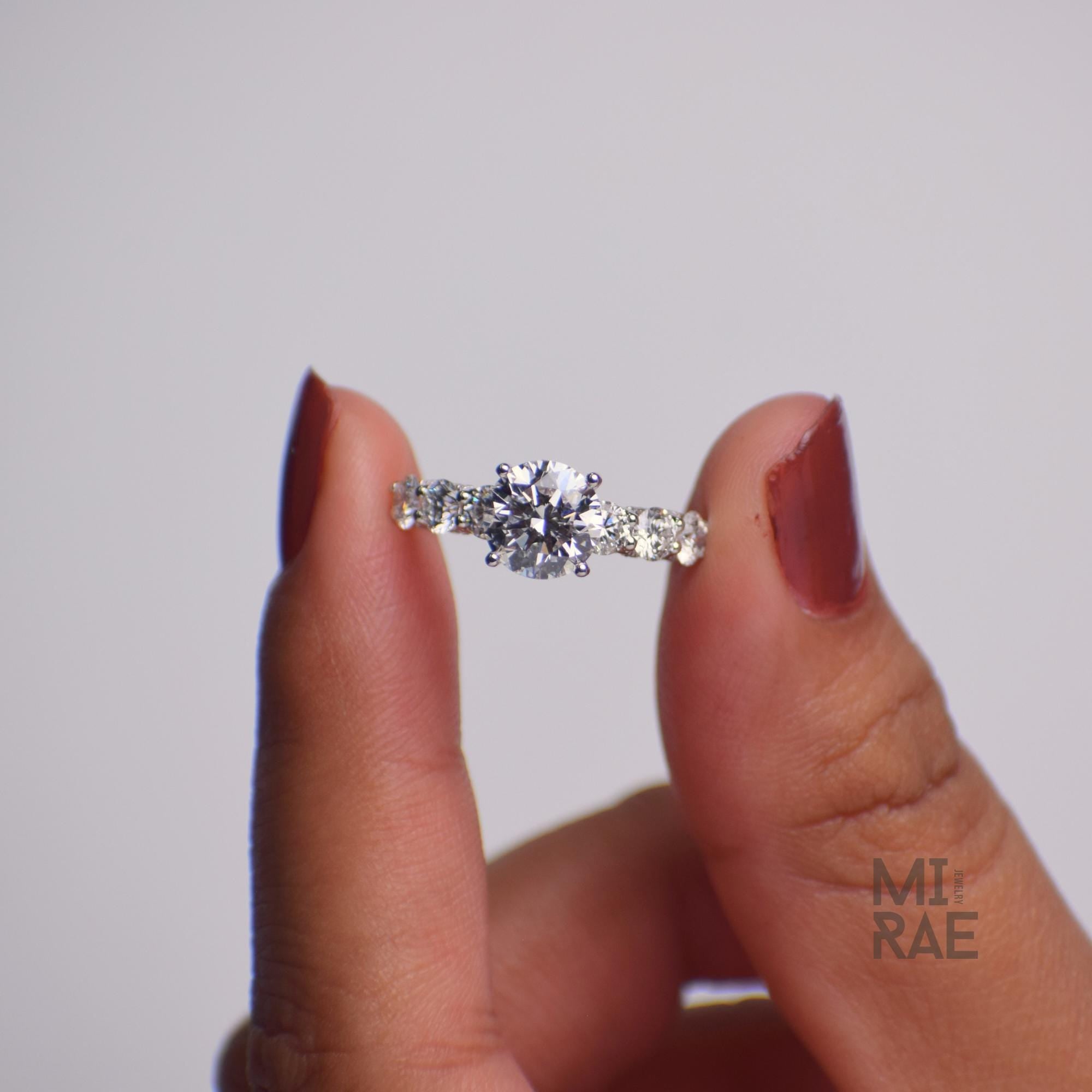 2.21 CTW Lab Grown Diamond Engagement Ring: 14K White Gold Halo Eternity Band