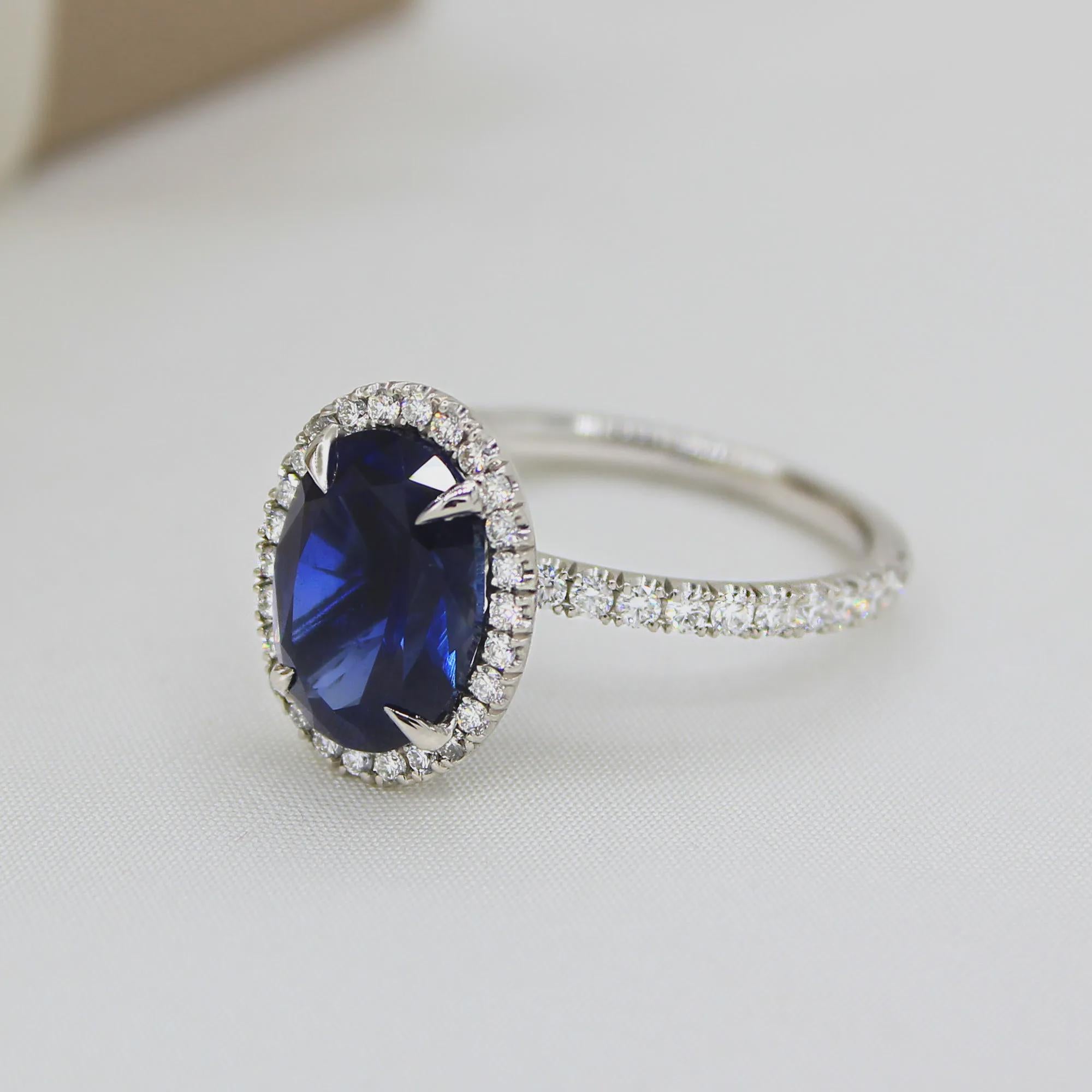Oval Blue Sapphire Engagement Ring