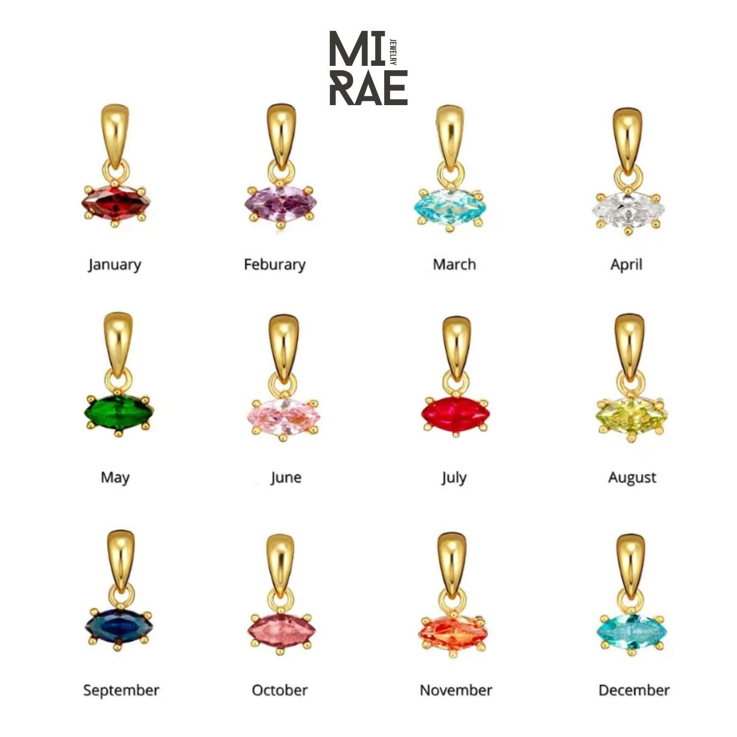 Personalized 10K Gold Marquise Birthstone Pendant: Custom Mother's Necklace