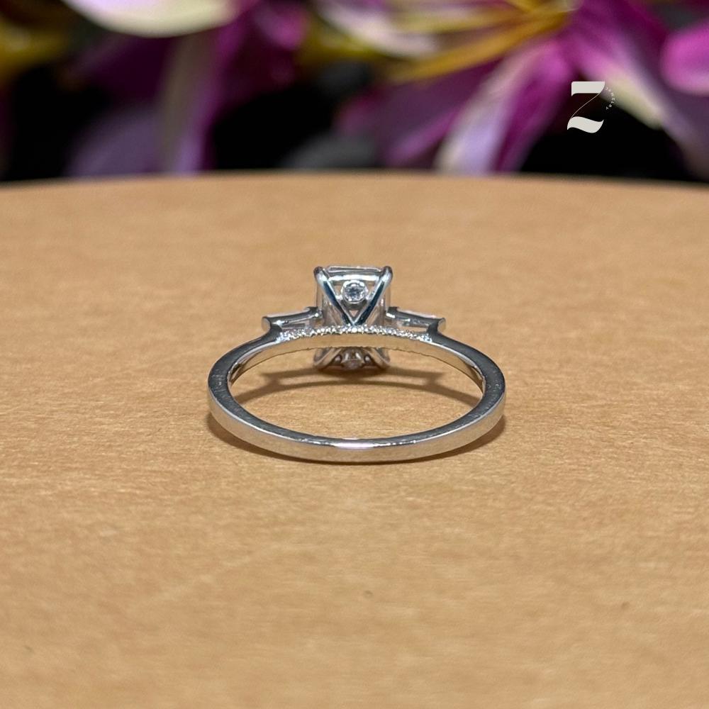 Emerald Cut 1 Ct Moissanite Solitaire Ring: Sterling Silver & 10K Gold