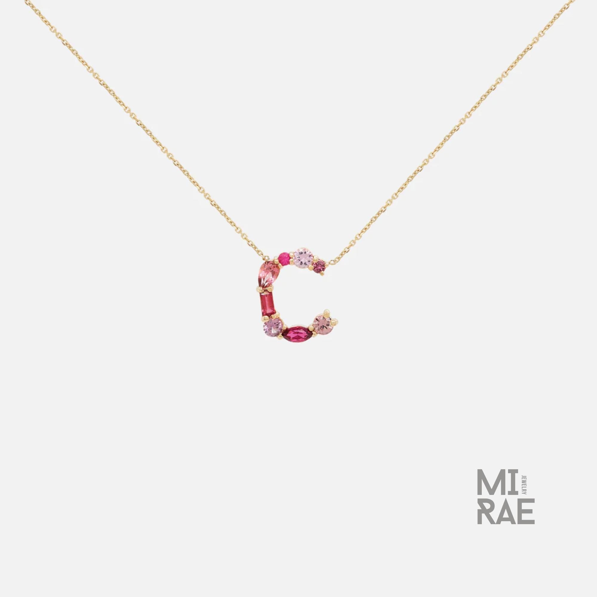 Personalized Initial Pendant Necklace | Multi Natural Gemstone Letter Necklace | Handmade Birthstone Jewelry