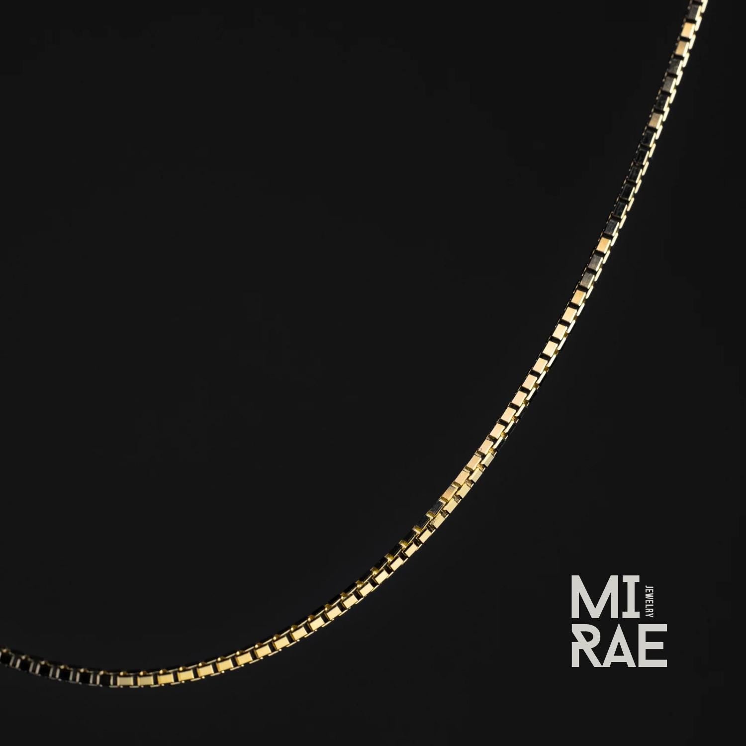 1mm Sterling Silver & 10K Gold Box Chain: Minimalist Layering Necklace