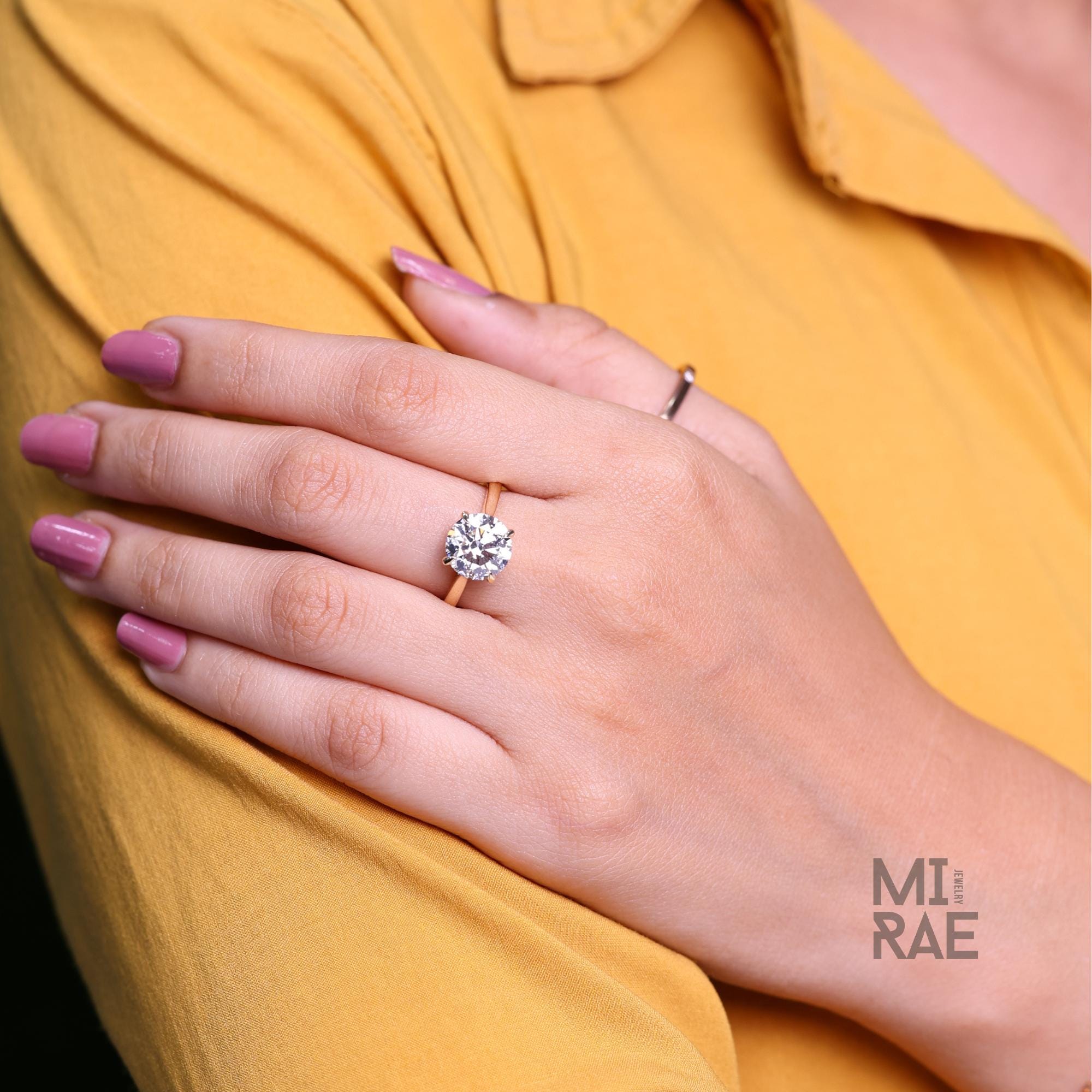 3 Carat Round Lab Diamond Solitaire Engagement Ring