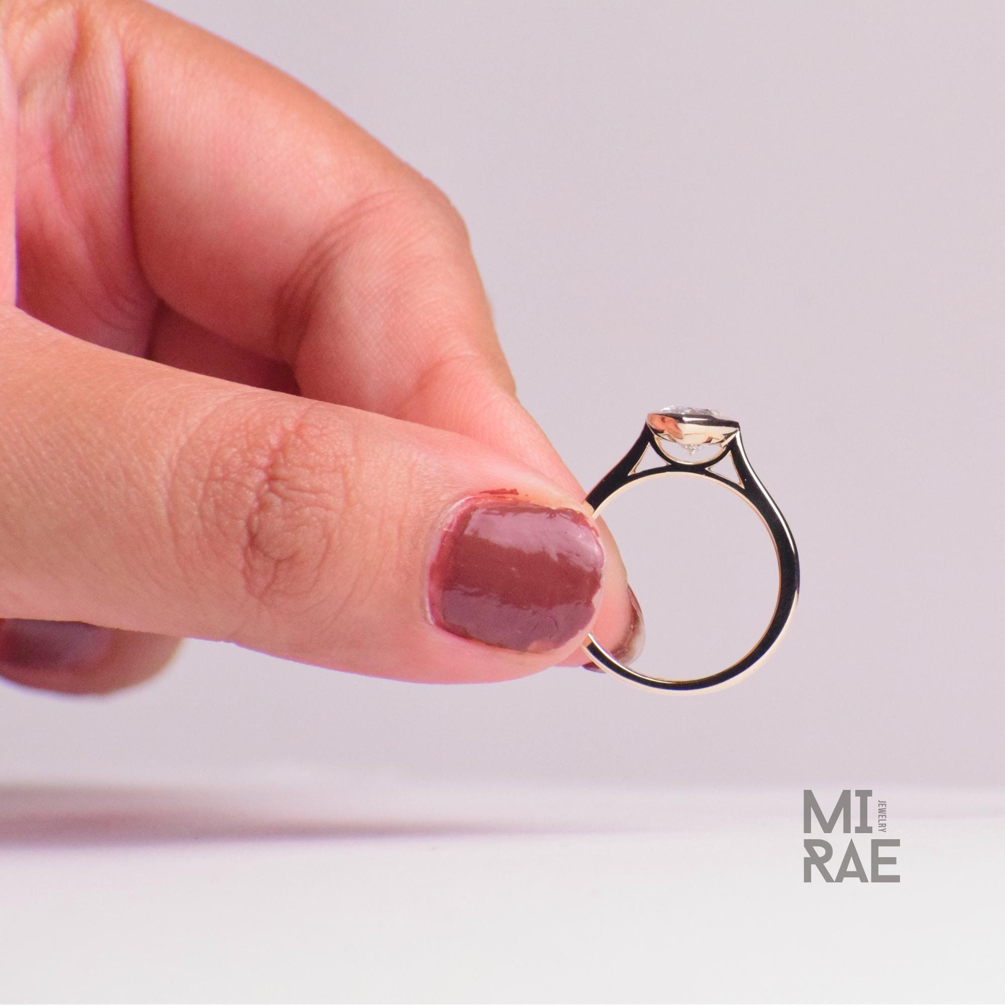 2 Carat Marquise Lab Created CVD Diamond Bezel Set Ring