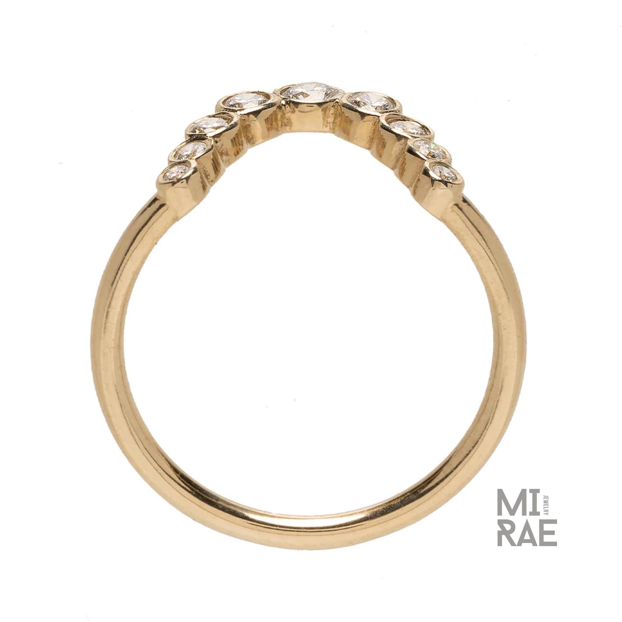 Curved Diamond Wedding Band: 0.25 CTW Lab Grown Diamonds, Solid Gold