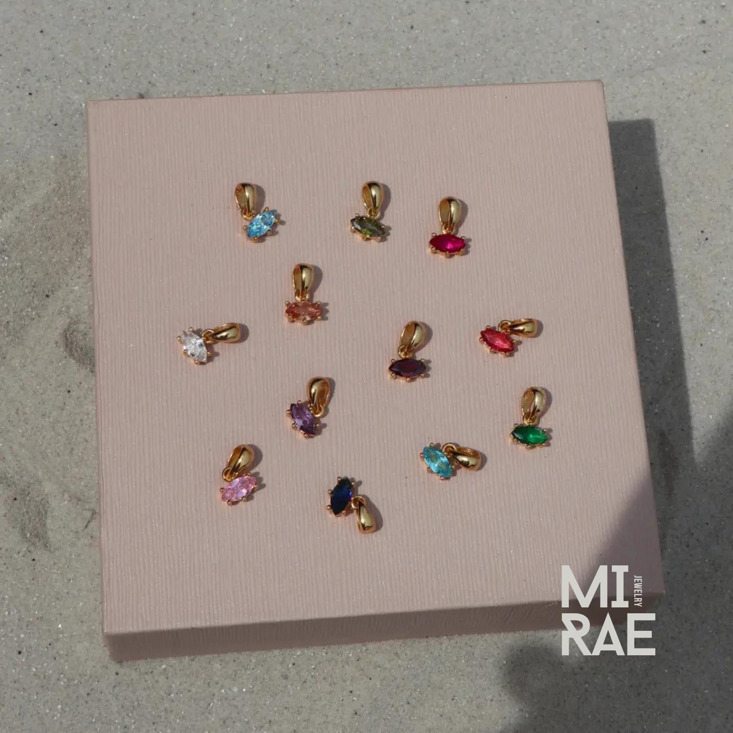 Personalized Custom Gold Marquise Birthstone Pendant