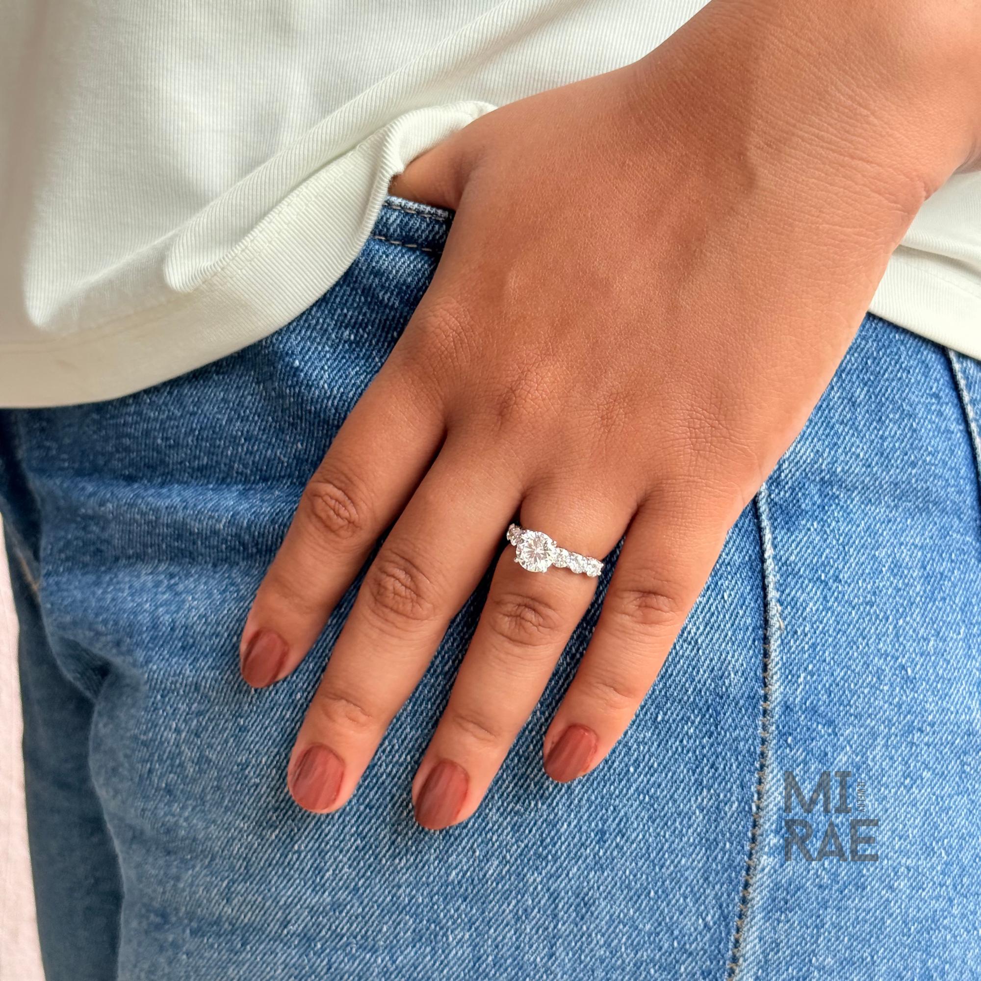 2.21 CTW Lab Grown Diamond Engagement Ring: 14K White Gold Halo Eternity Band