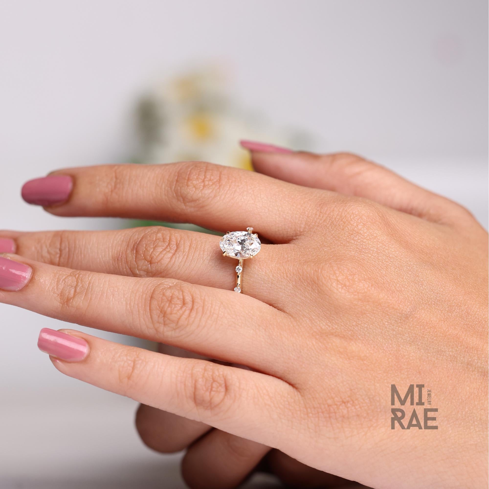 2 Carat Oval Lab Grown E VS1 Diamond Ring