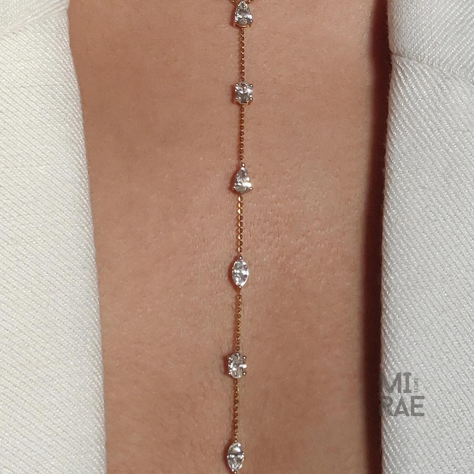 10K Yellow Gold Six Stone Diamond Lariat Necklace