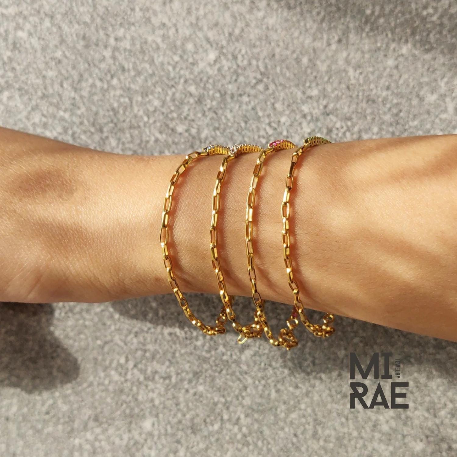 Half Tennis & Half Paperclip Chain Bracelet