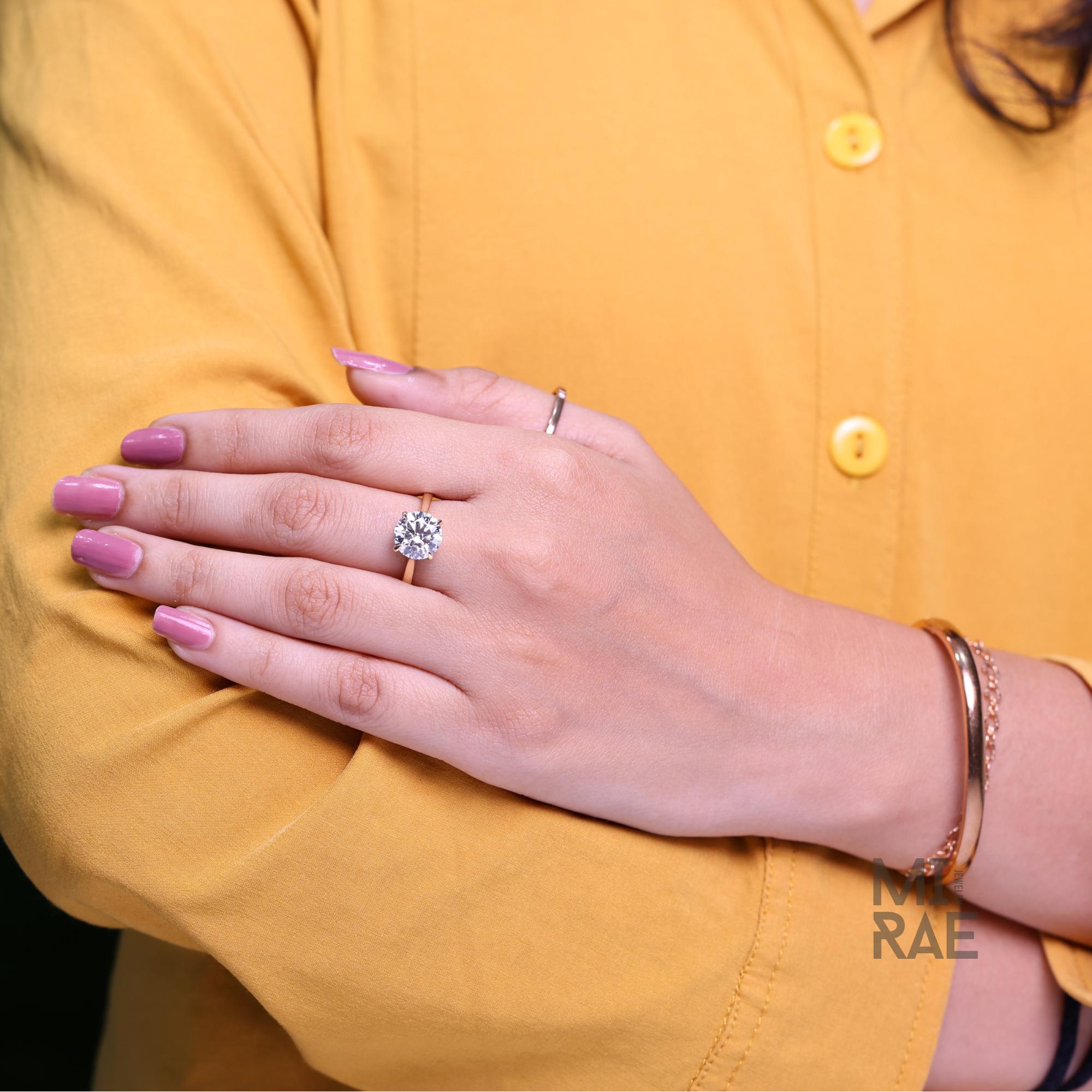 3 Carat Round Lab Diamond Solitaire Engagement Ring