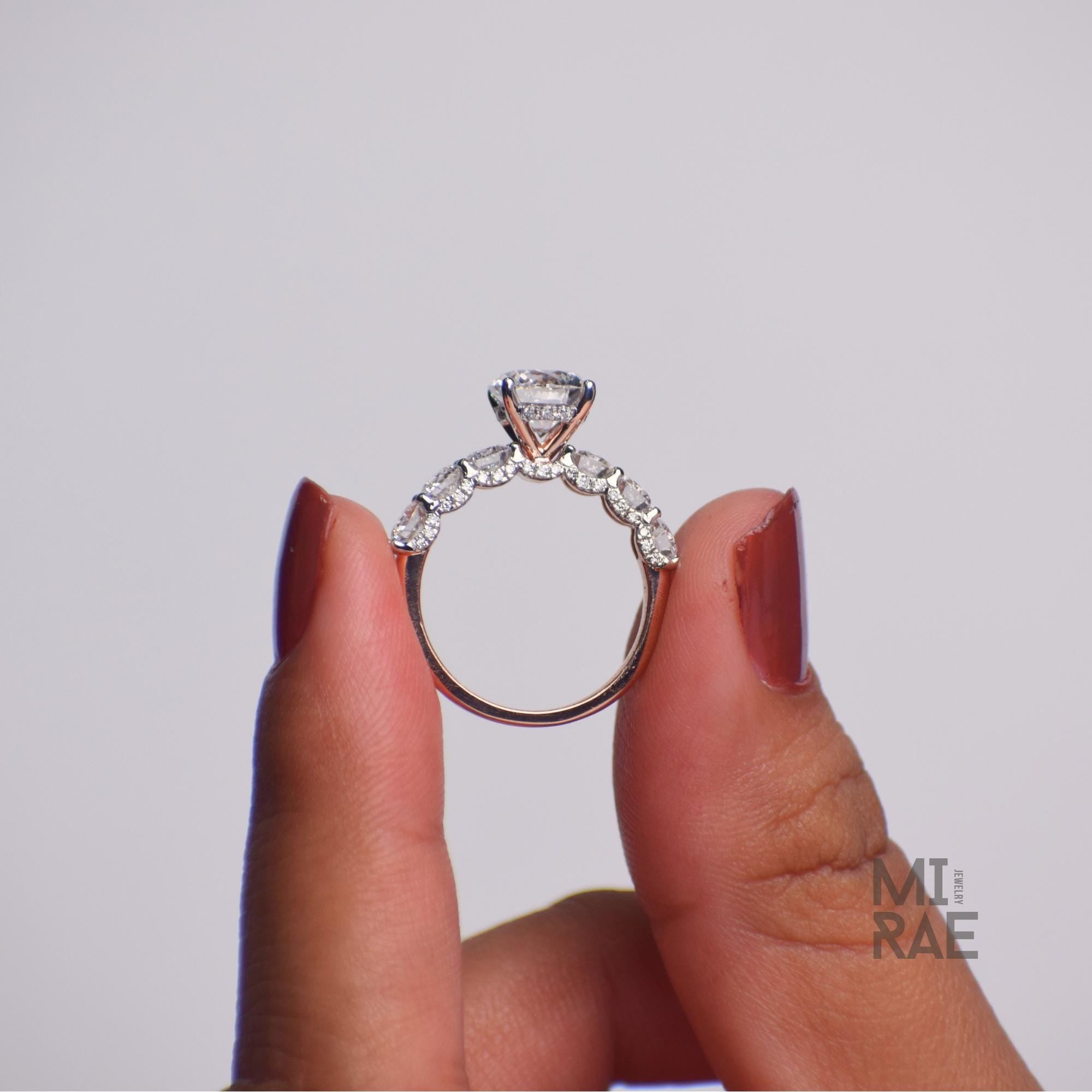 2.21 CTW Lab Grown Diamond Engagement Ring: 14K White Gold Halo Eternity Band