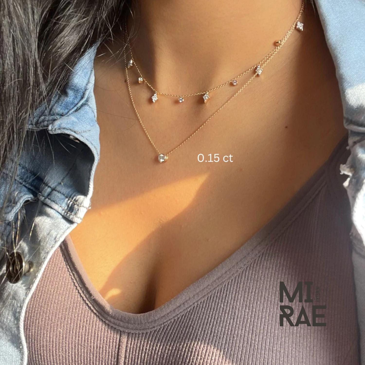 Handmade 10K Gold Moissanite Pendant Necklace: Round Solitaire, Silver Option