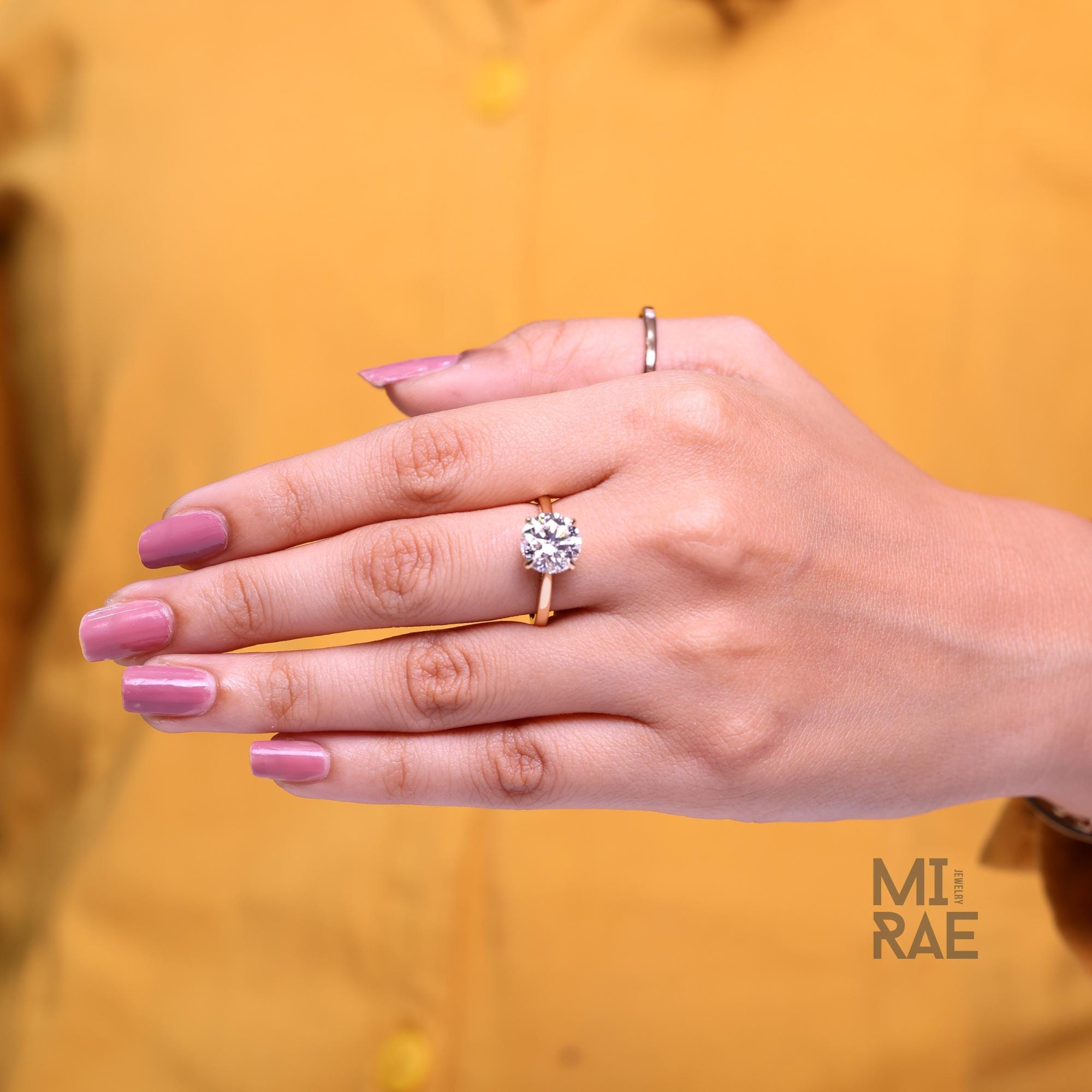 3 Carat Round Lab Diamond Solitaire Engagement Ring, 14k Gold, IGI Certified