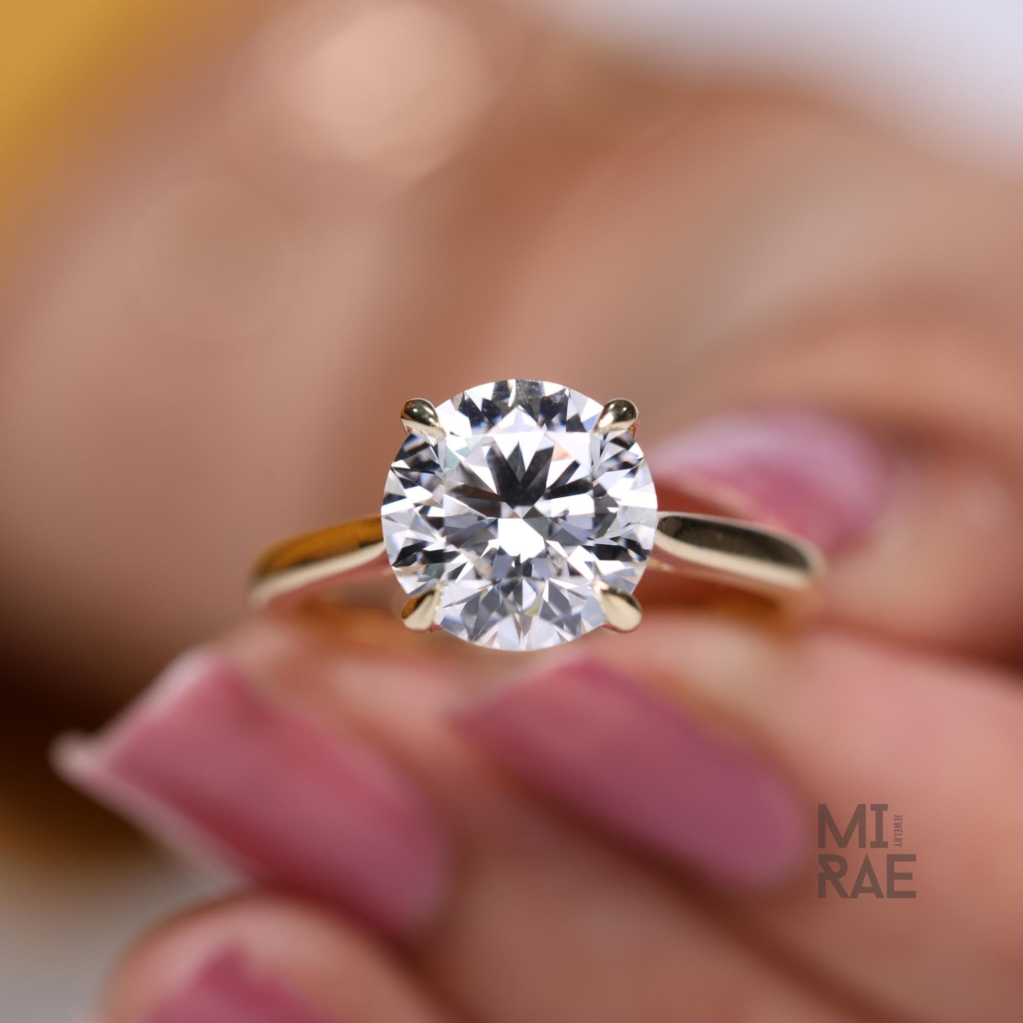 3 Carat Round Lab Diamond Solitaire Engagement Ring