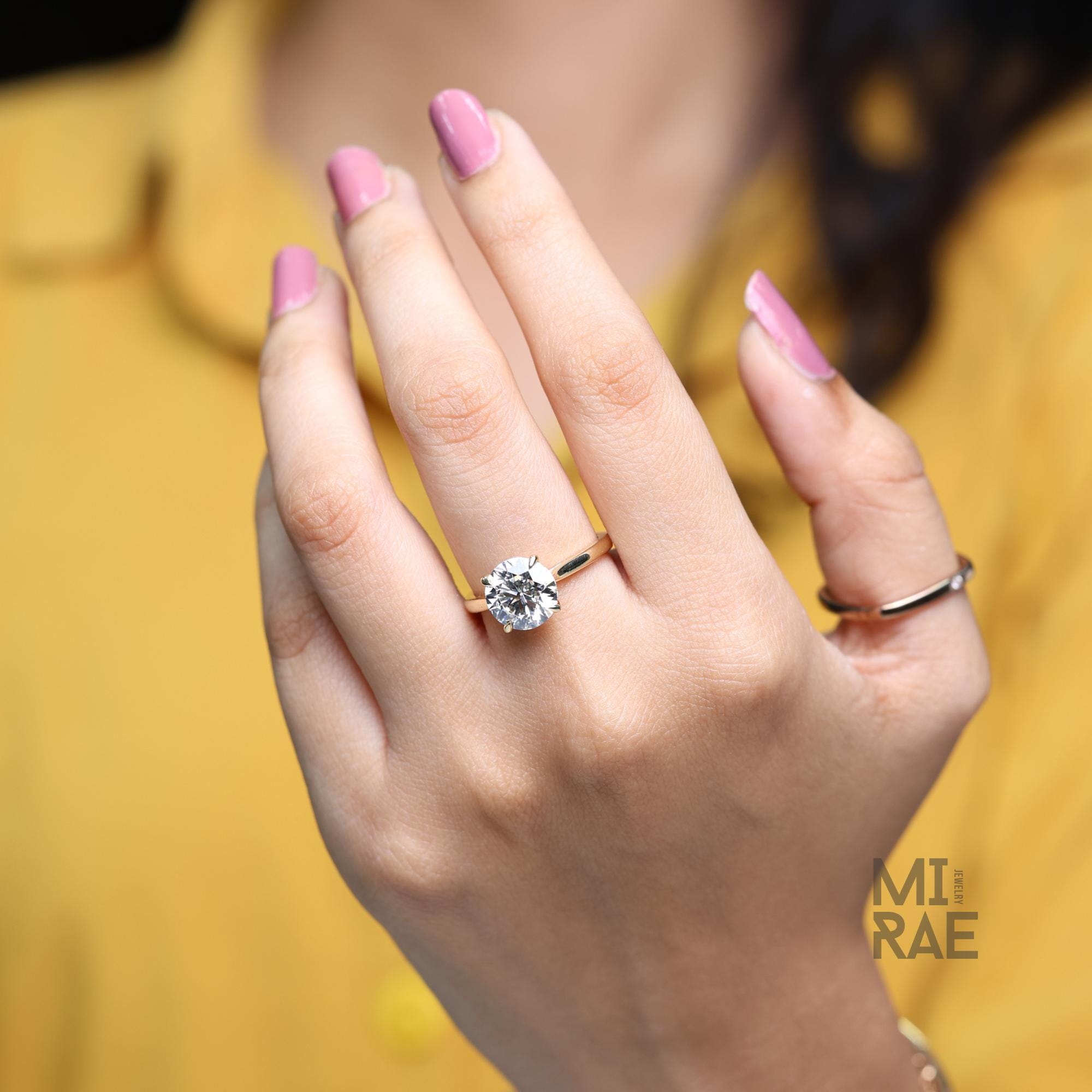 3 Carat Round Lab Diamond Solitaire Engagement Ring