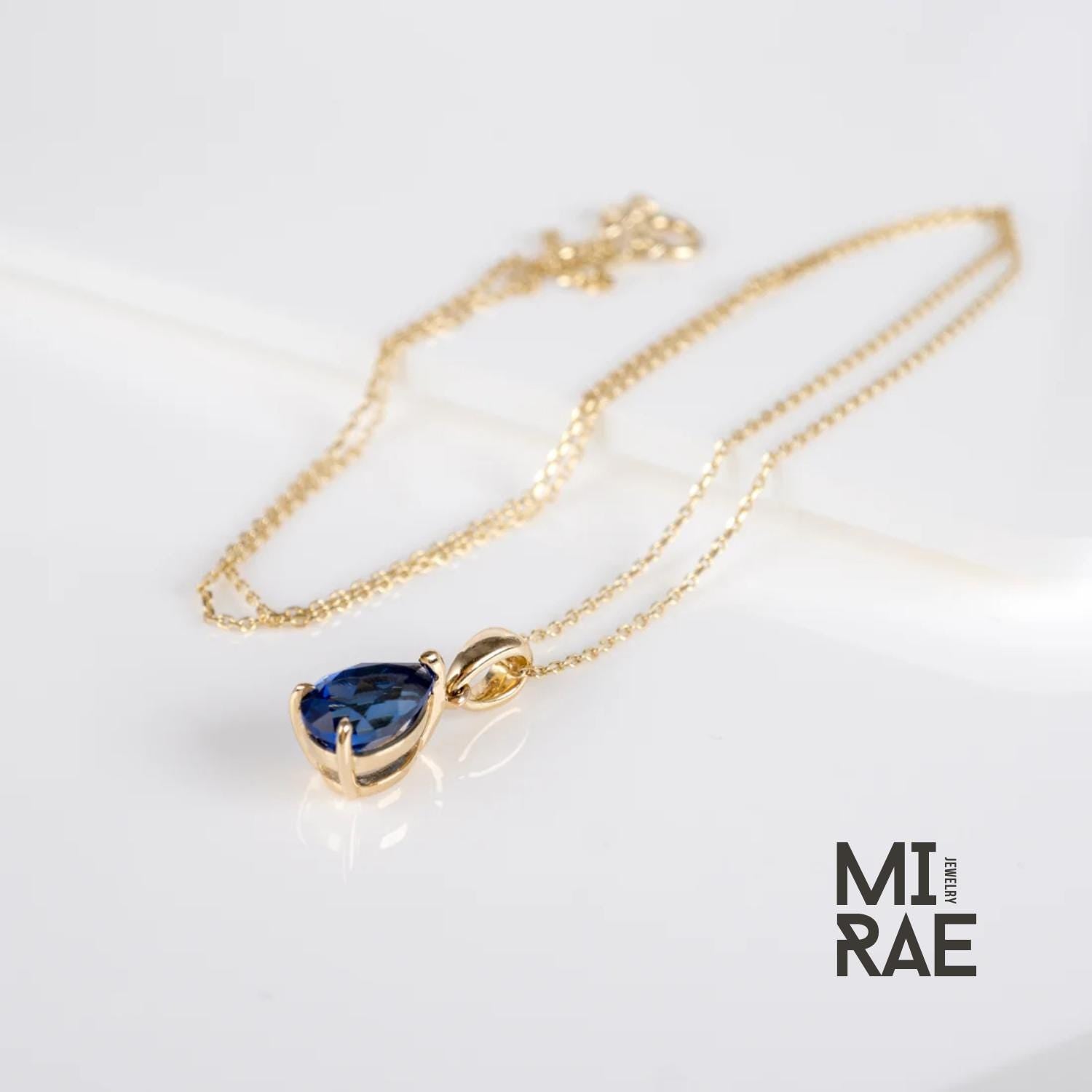 10K Gold Pear Cut Birthstone Pendant: Sapphire, Ruby, Emerald