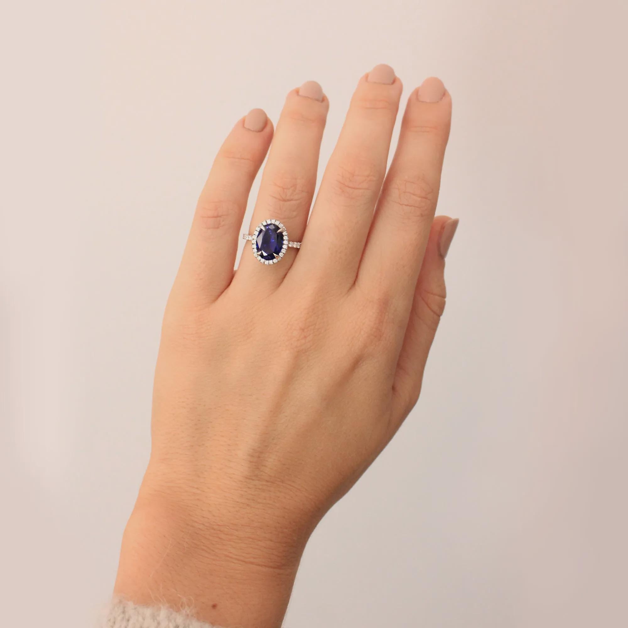 Oval Blue Sapphire Engagement Ring