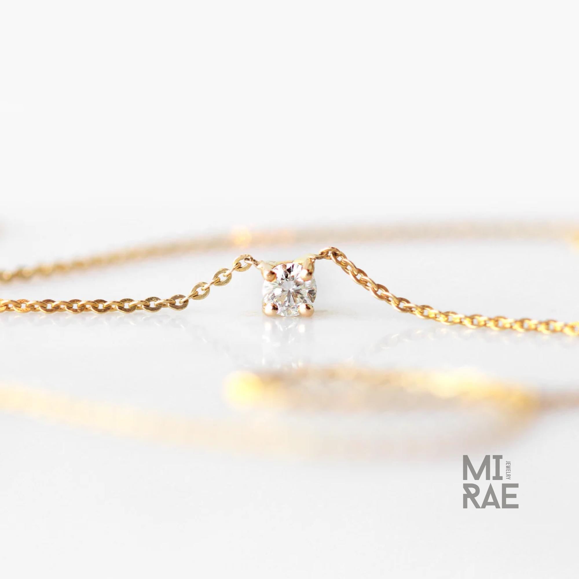 Dainty Round Brilliant Cut Lab Grown Diamond Pendant Chain