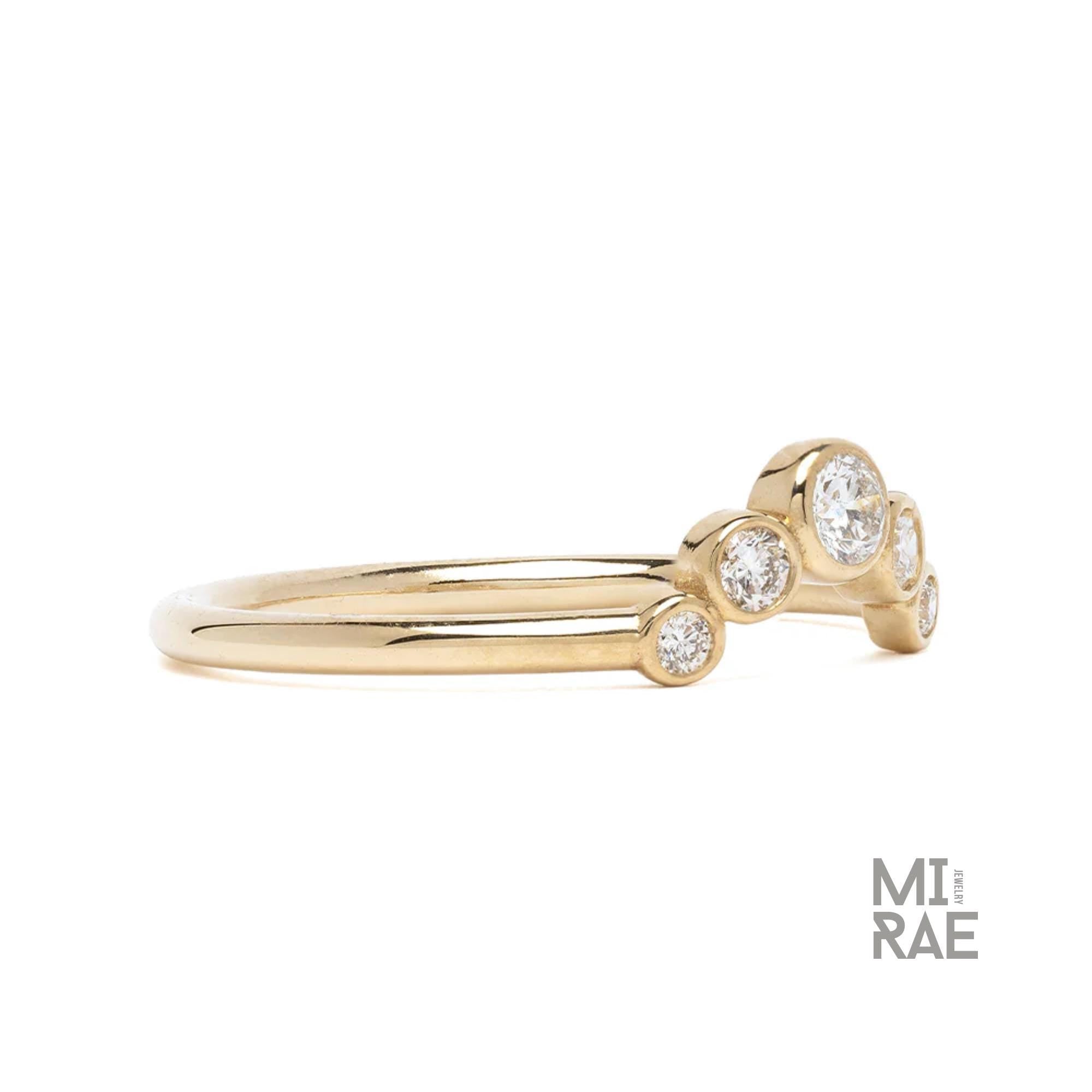 Moissanite Sterling Silver Curved Wedding Band: Dainty Crown Nesting Ring