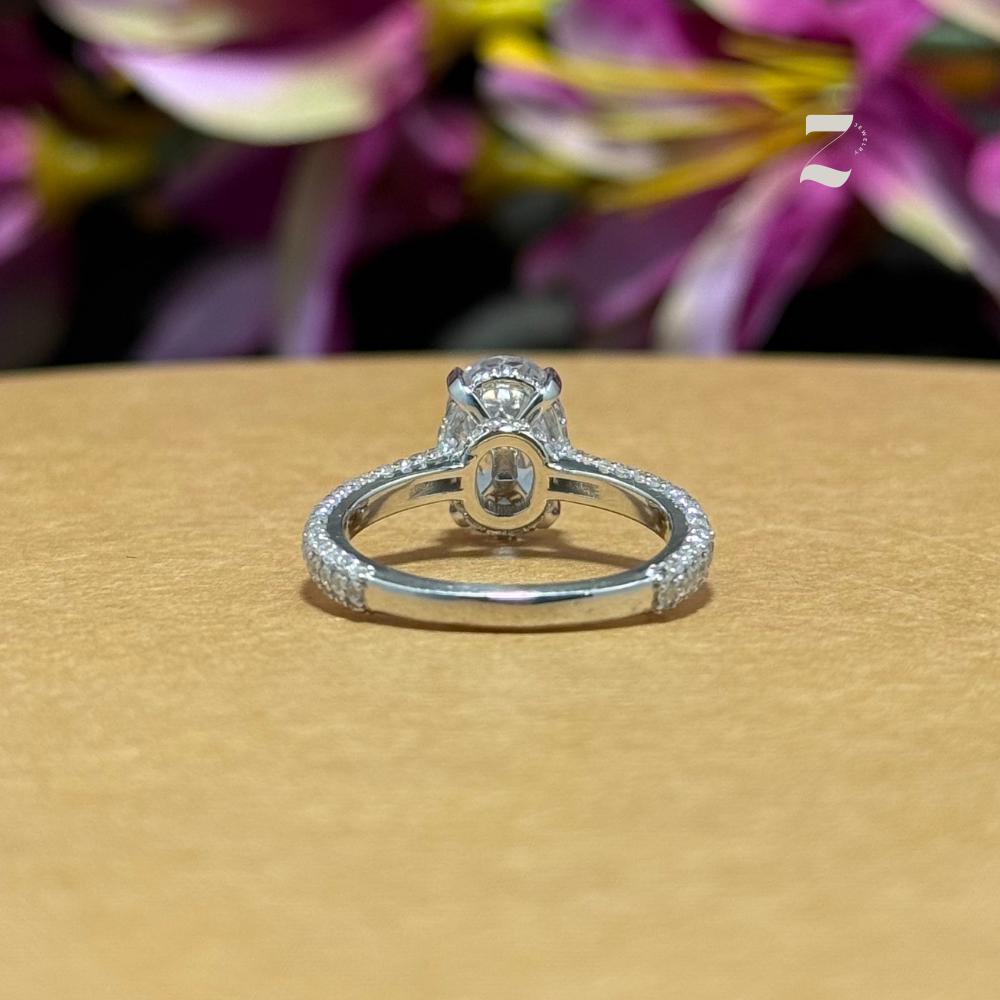 1 Ct Oval Moissanite Engagement Ring: Sterling Silver & 10K Gold