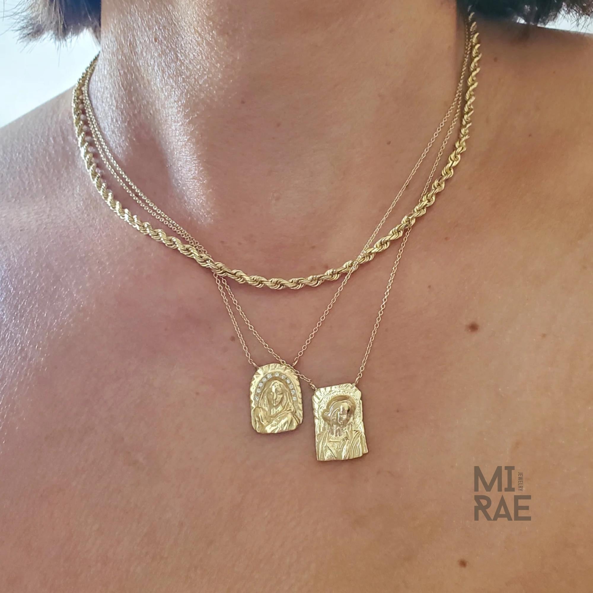 Divine Mother of Light Necklace | A Mother's Protection Medallion | Diamond Miraculous Pendant