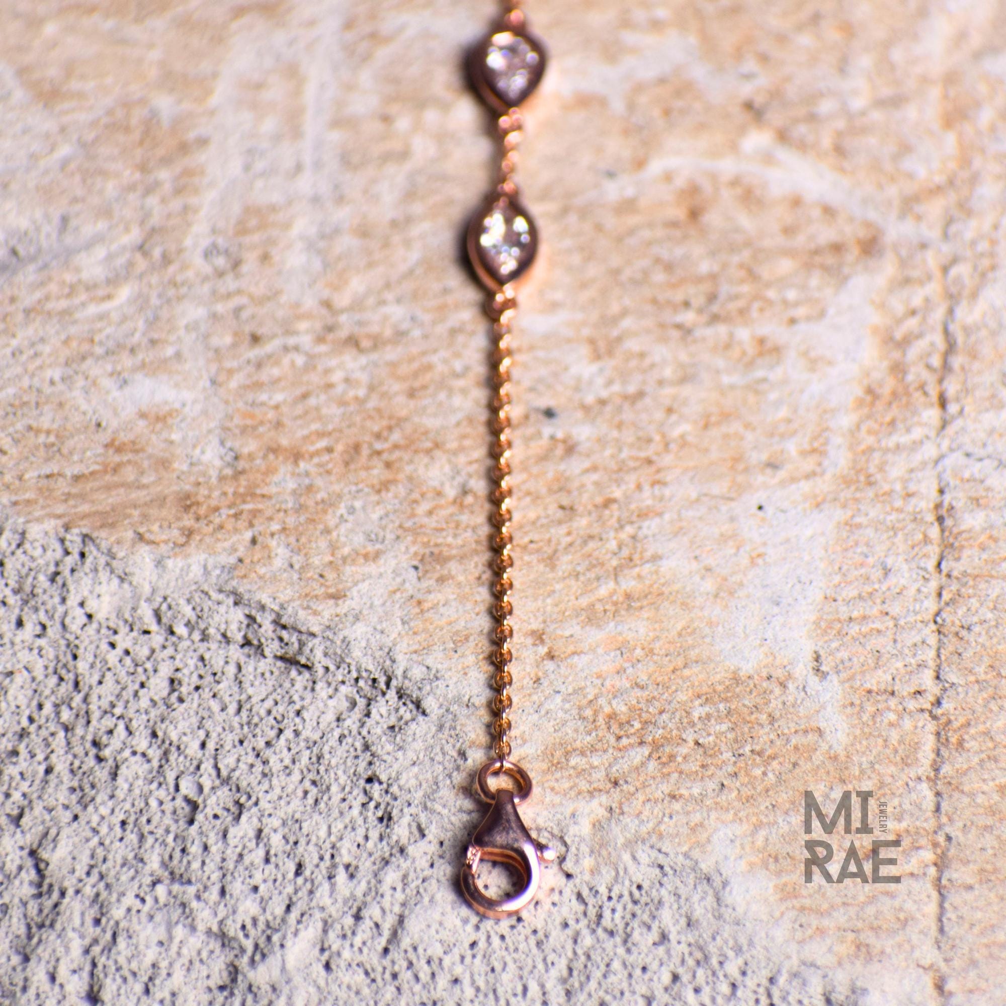 14K Rose Gold Lab Grown Diamond Bracelet: Bezel Set Mix Cut, Ethical Jewelry
