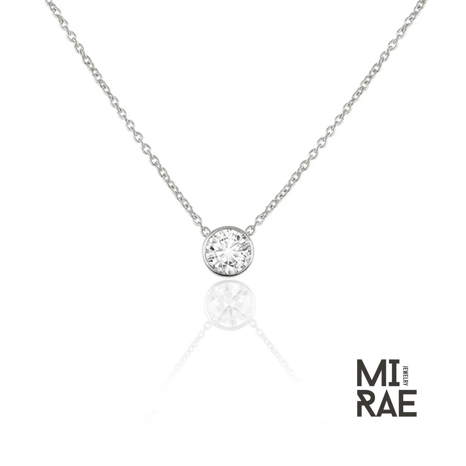 Handmade 10K Gold Moissanite Pendant Necklace: Round Solitaire, Silver Option