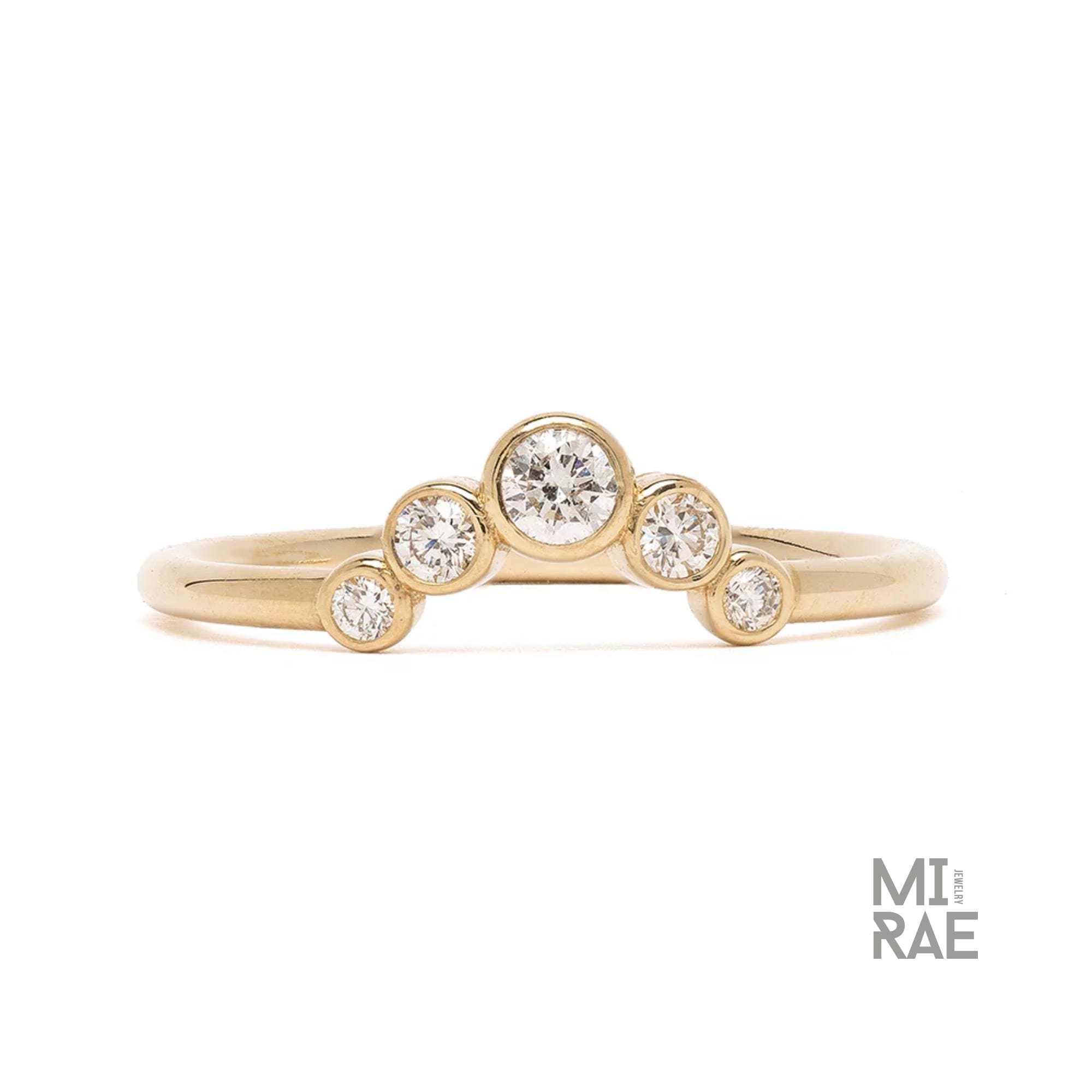 Moissanite Sterling Silver Curved Wedding Band: Dainty Crown Nesting Ring