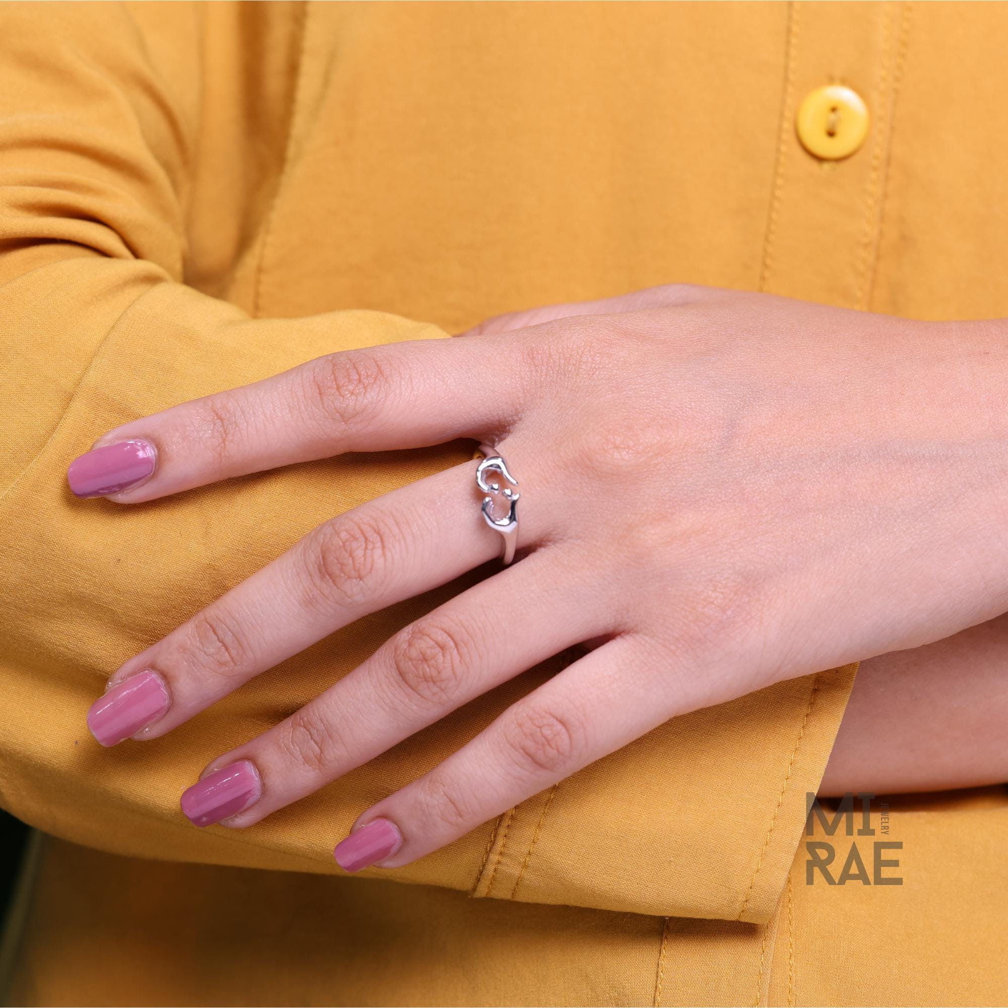 Silver Hands Heart Ring, Oxidized 925 Sterling Silver Heart Ring