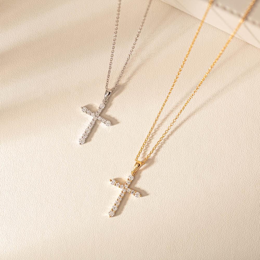 10K Gold Moissanite Cross Pendant: Dazzling Religious Necklace