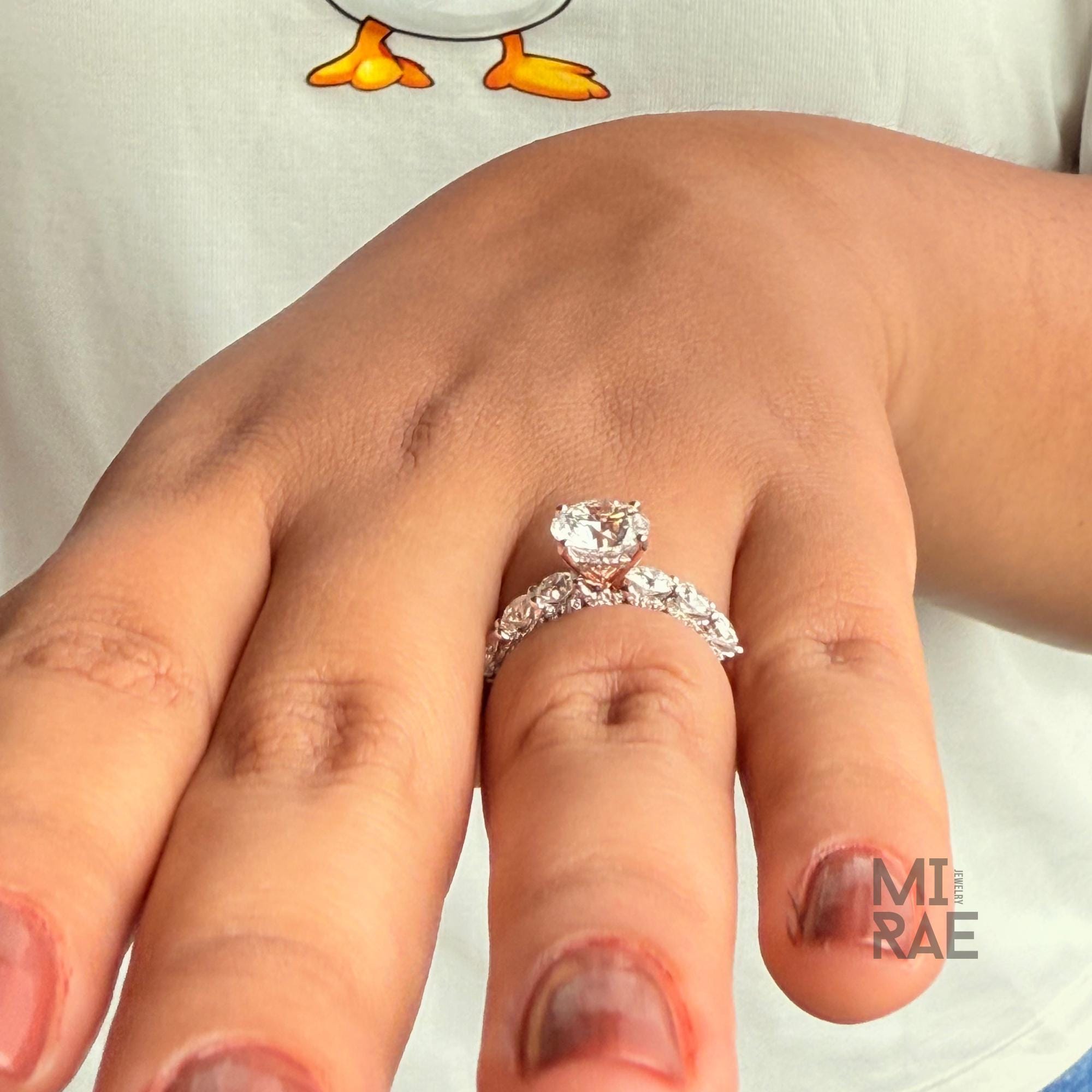 2.21 CTW Lab Grown Diamond Engagement Ring: 14K White Gold Halo Eternity Band