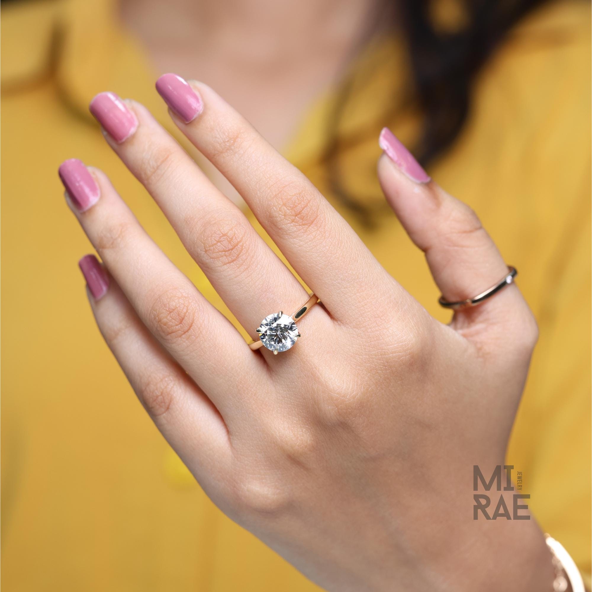 3 Carat Round Lab Diamond Solitaire Engagement Ring