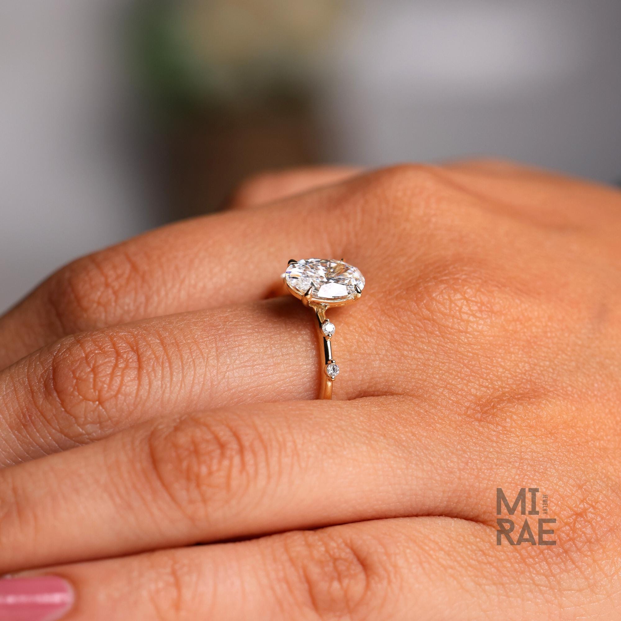 2 Carat Oval Lab Grown E VS1 Diamond Ring