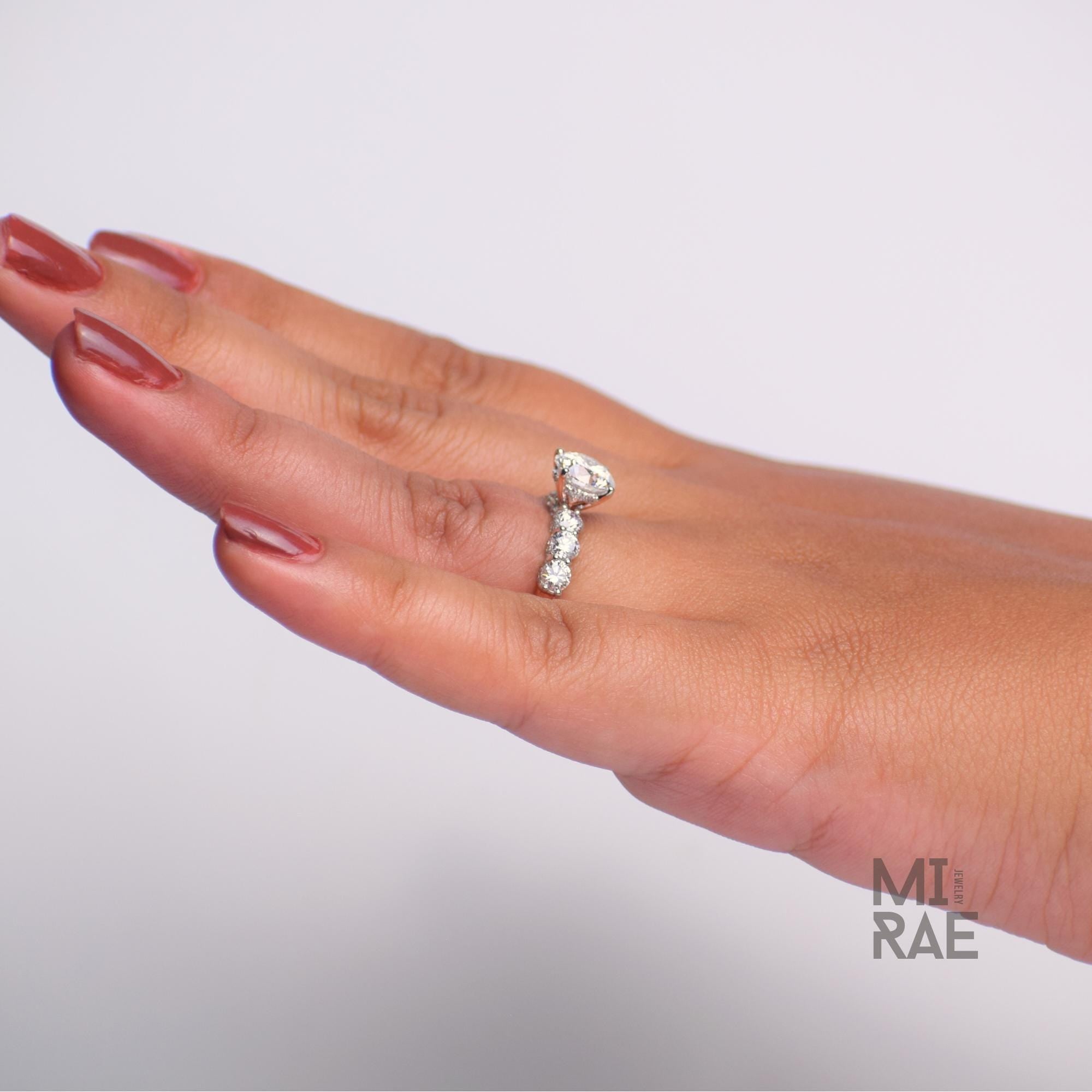 2.21 CTW Lab Grown Diamond Engagement Ring: 14K White Gold Halo Eternity Band