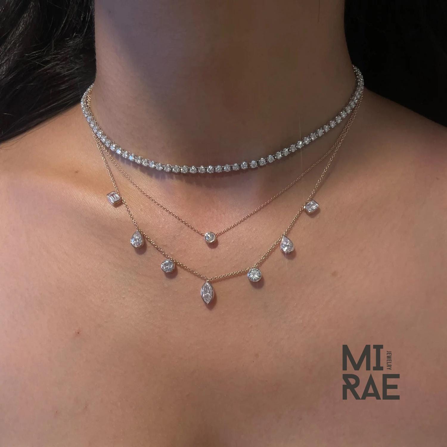 Handmade 10K Gold Moissanite Pendant Necklace: Round Solitaire, Silver Option