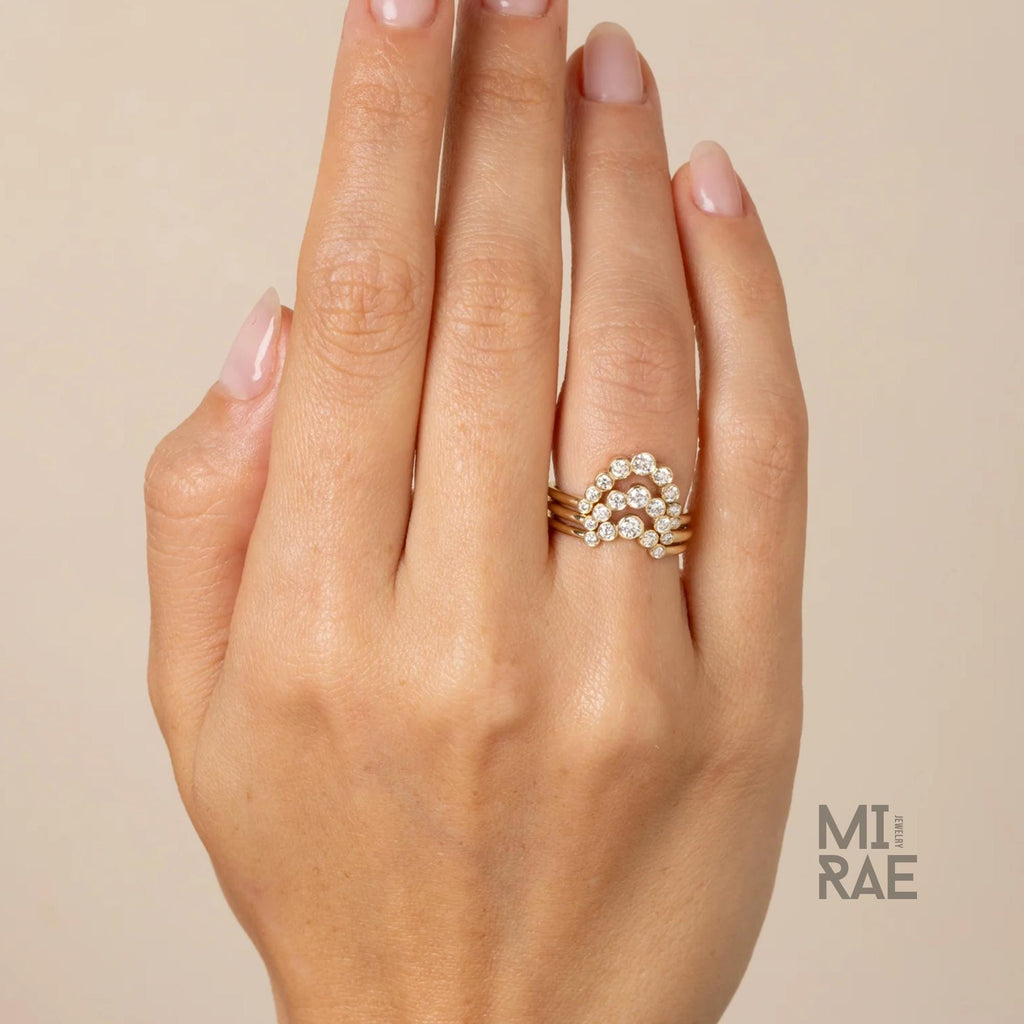 Dainty Lab Grown Diamond Wedding Band: Modern Bezel Stacking Ring