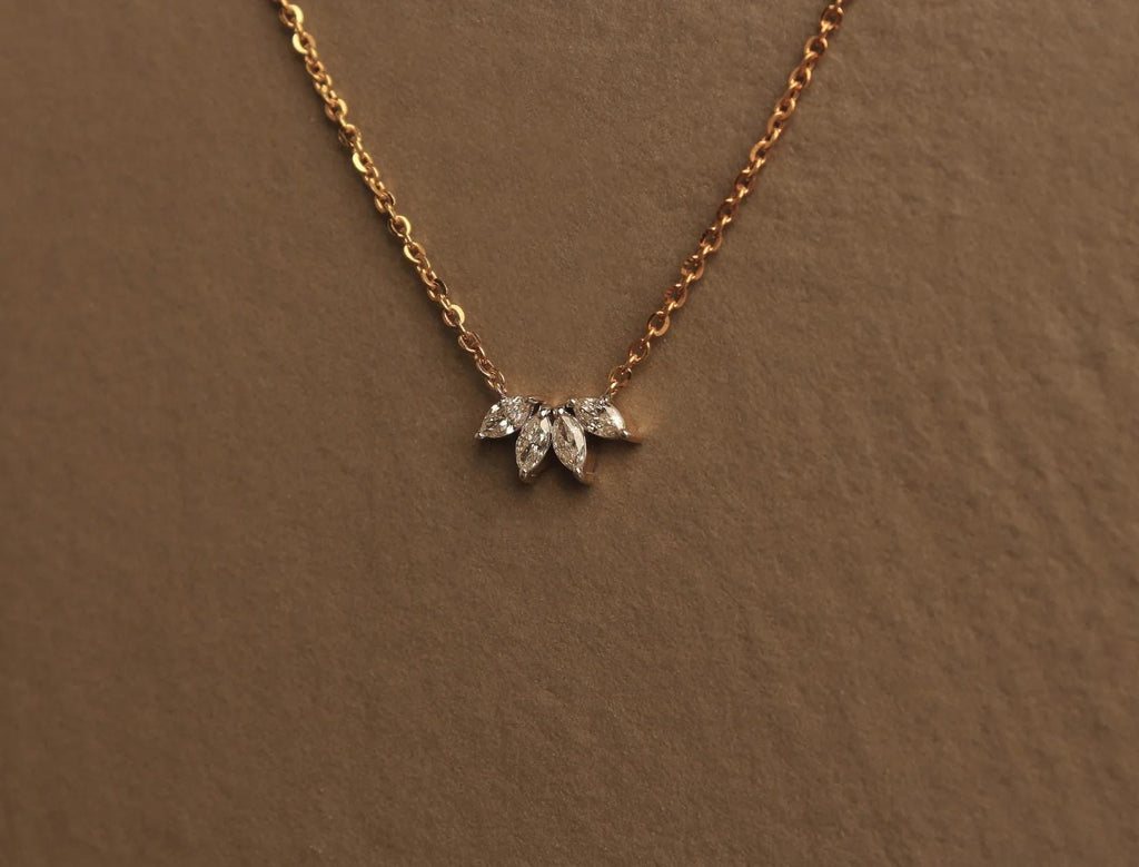 Moissanite Leaf Necklace: 10K Gold or Sterling Silver Dainty Jewelry