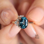 Natural London Blue Topaz & Diamond Ring | Serene Blue Gemstone Statement Ring | Elegant Halo Engagement Ring