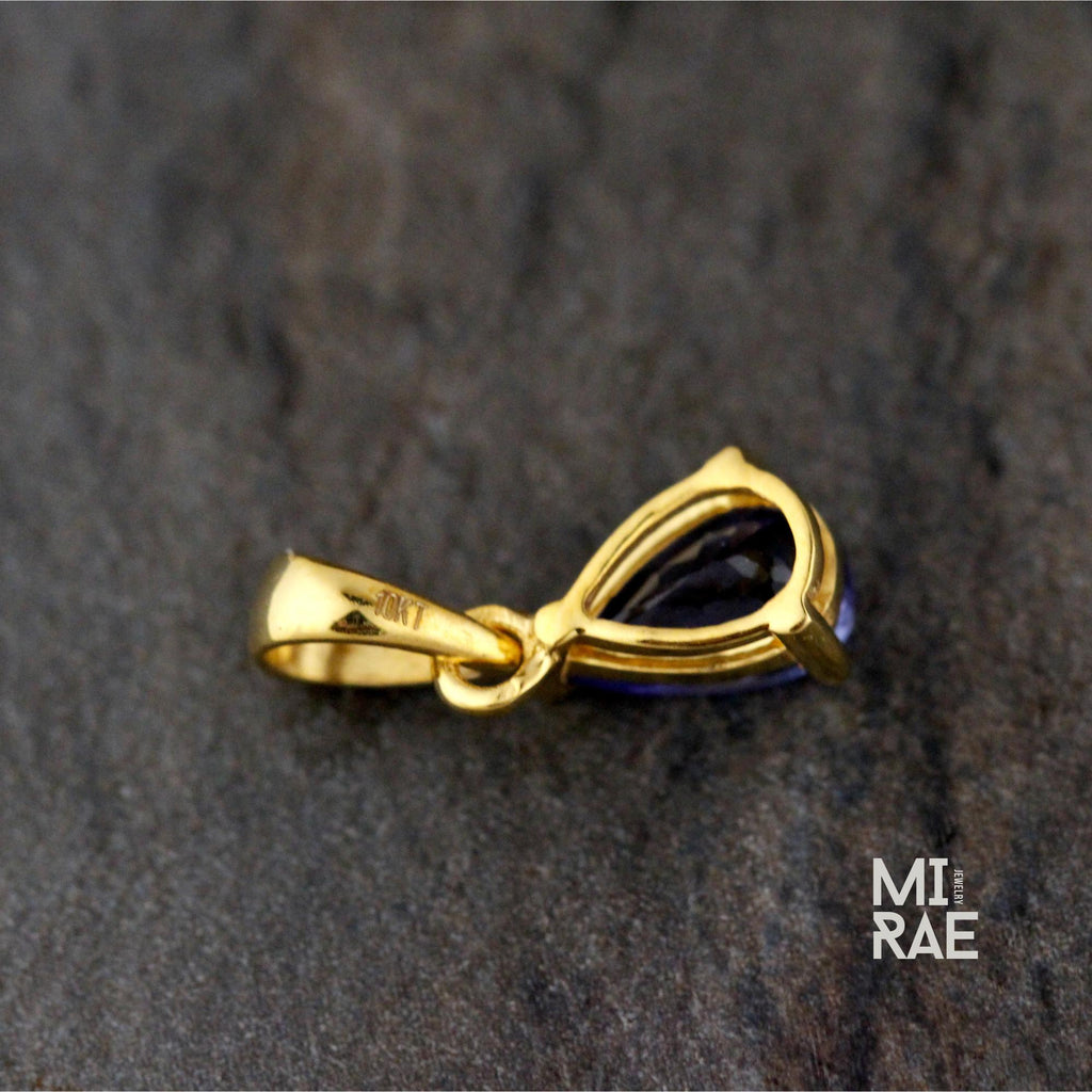 Tanzanite Teardrop Pendant: Violet Blue Gemstone, Gold or Silver