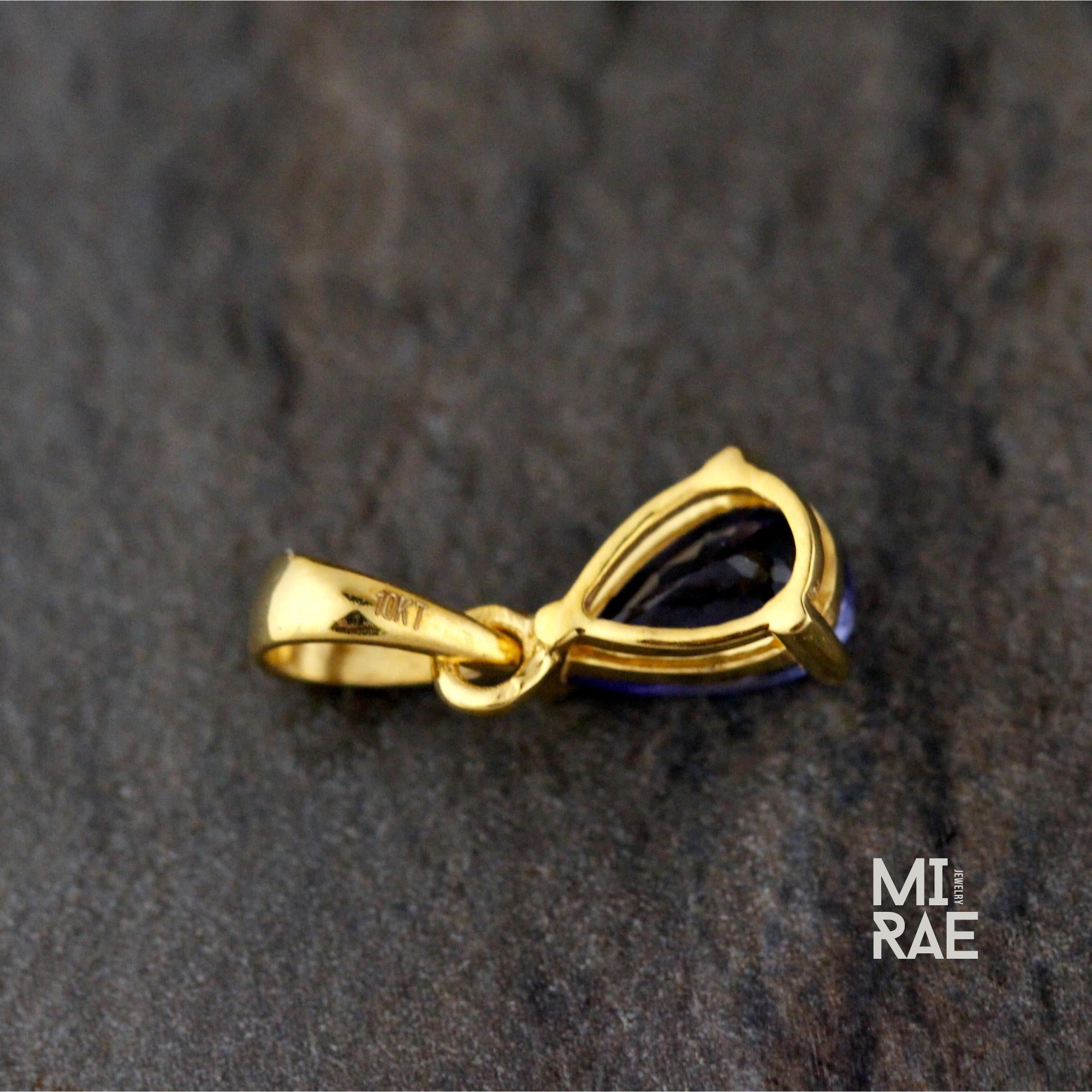 Tanzanite Teardrop Pendant: Violet Blue Gemstone, Gold or Silver