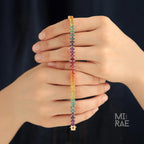 Rainbow Gemstone Tennis Bracelet: 20 CT Multi-Color Gold Jewelry