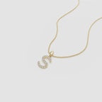 Personalized Moissanite Initial Pendant Necklace: 10K Gold or Sterling Silver
