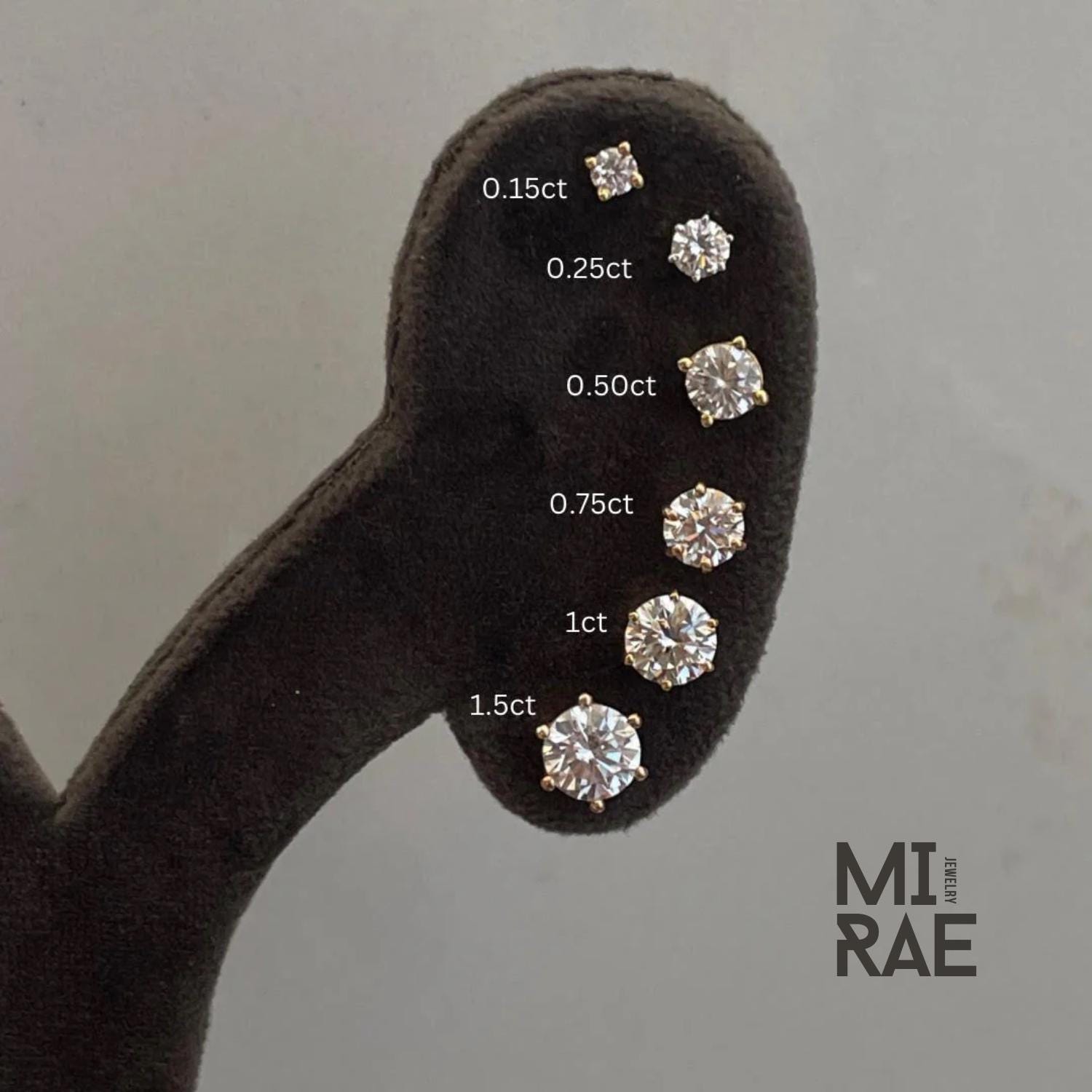 Lab Grown Diamond Stud Earrings: 14K Gold, Screw Back