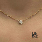 Halo Moissanite Necklace: 10K Gold or Sterling Silver, Dainty 16" Chain