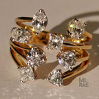 14k Yellow Gold Moissanite Ring: Multi Shape Solaris Design, 2.25 Carat