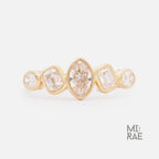 Marquise Oval Emerald Diamond Band | Multi Shape Lab Diamond Ring | Bezel Set Half Eternity Wedding Band