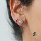 14K Gold Diamond Clover Stud Earrings: Dainty Floral Design