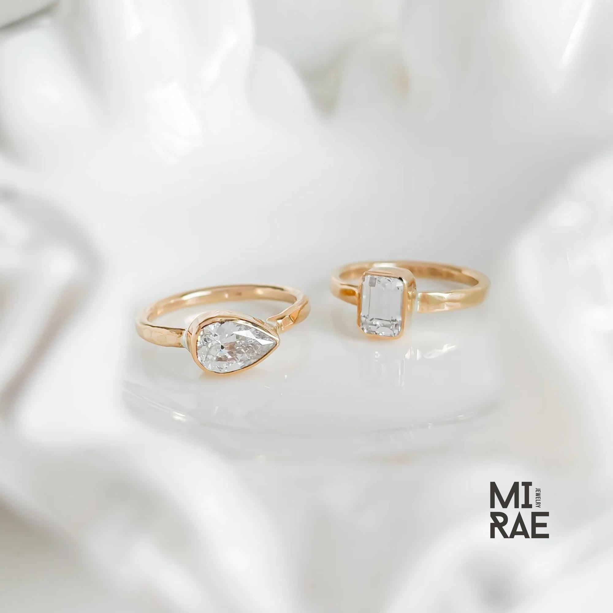 1 Carat Lab Grown Diamond Bezel Ring: 14K Gold Solitaire Engagement